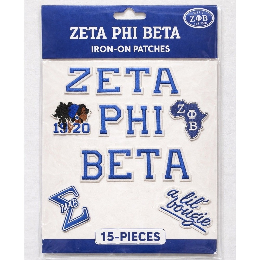 Zeta Phi Beta 15 Piece Iron On Patch Set Sorority Greek Blue White DIY Applique